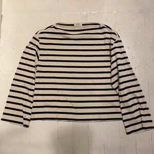 COS Navy and Cream Striped Top